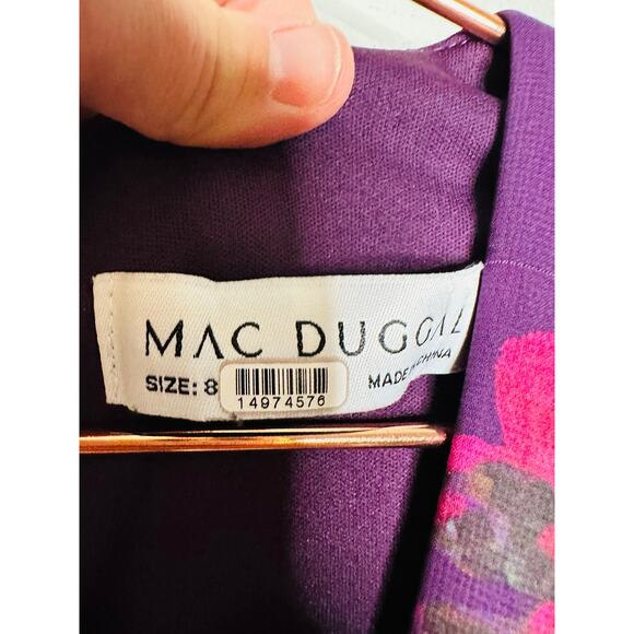 MAC DUGGAL Purple Floral Georgette Plunging Neckline High Slit Gown Size 8 - Picture 11 of 16